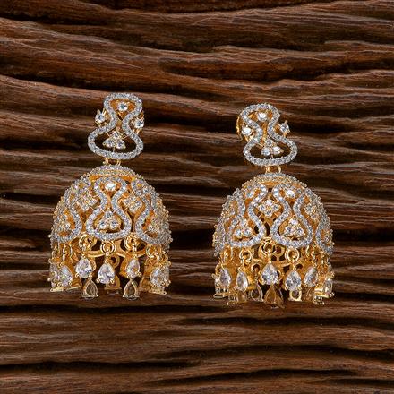 Cz Jhumki With Black 2 Tone Rhodium Plating