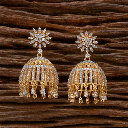 Cz Classic Jhumki With 2 Tone Rhodium Plating