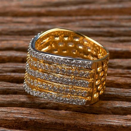 Cz Adjustable Ring With Black 2 Tone Rhodium Plating