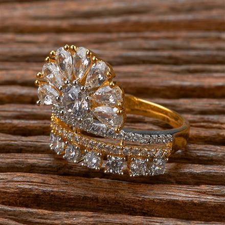 Cz Classic Ring With Black 2 Tone Rhodium Plating