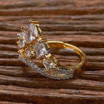 Cz Adjustable Ring With Black 2 Tone Rhodium Plating