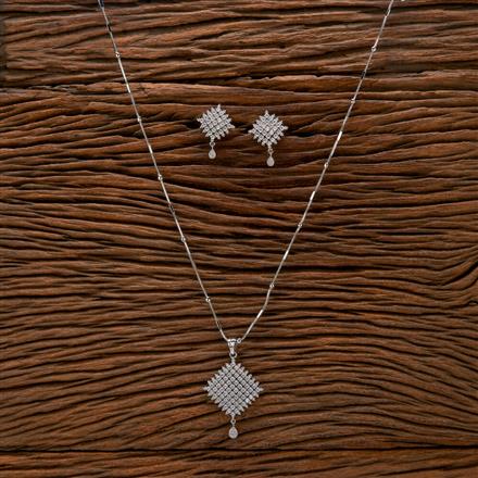 Cz Classic Pendant Set With Rhodium Plating