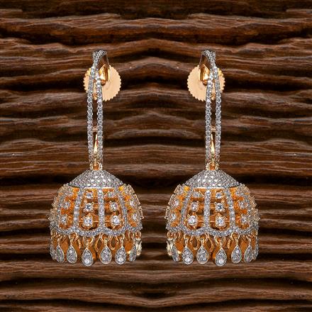 Cz Classic Jhumki With 2 Tone Rhodium Plating