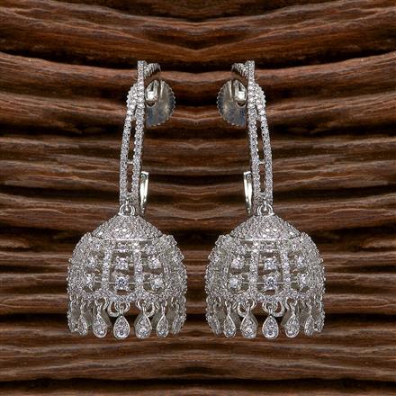 Cz Classic Jhumki With 2 Tone Rhodium Plating