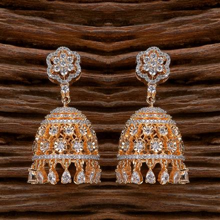 Cz Jhumki With 2 Tone Rhodium Plating