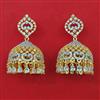 American Diamond Jhumki with Rhodium Plating 2 Tone Plating Mehndi Plating