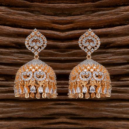 Cz Classic Jhumki With 2 Tone Rhodium Plating