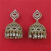 American Diamond Jhumki with Rhodium Plating 2 Tone Plating Mehndi Plating