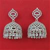 American Diamond Jhumki with Rhodium Plating 2 Tone Plating Mehndi Plating