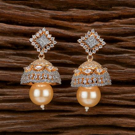 Cz Classic Jhumki With Black 2 Tone Rhodium Plating