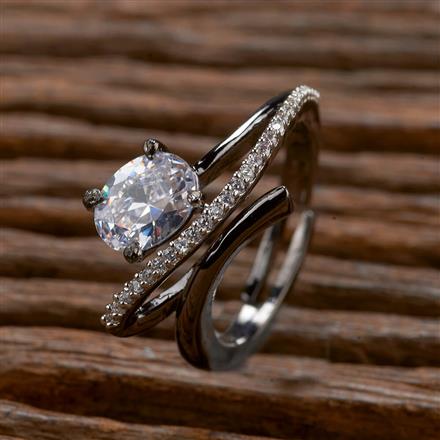 Cubic Zirconia Classic Ring With 2 Tone Rhodium Black Plating