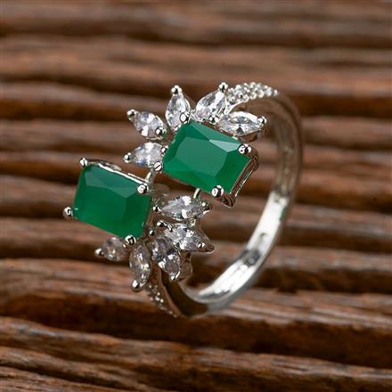 Cubic Zirconia Adjustable Ring With Rhodium Plating