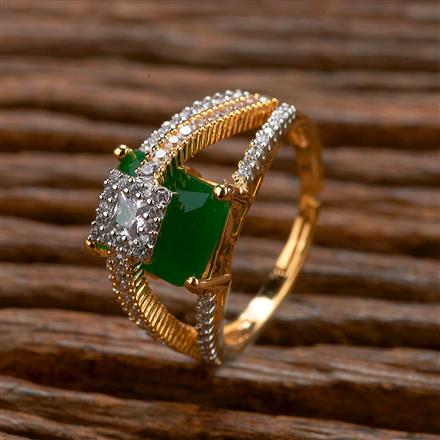Cubic Zirconia Adjustable Ring With 2 Tone Plating
