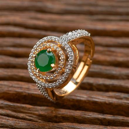 Cubic Zirconia Adjustable Ring With 2 Tone Plating