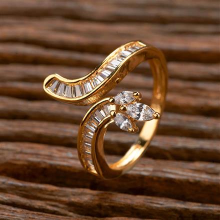 Cubic Zirconia Adjustable Ring With 2 Tone Rhodium Plating