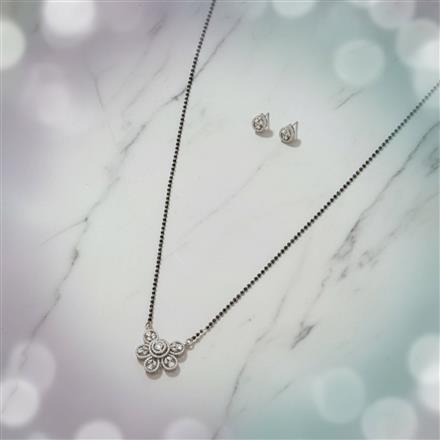 Cubic Zirconia Classic Mangalsutra With 2 Tone Rhodium Plating
