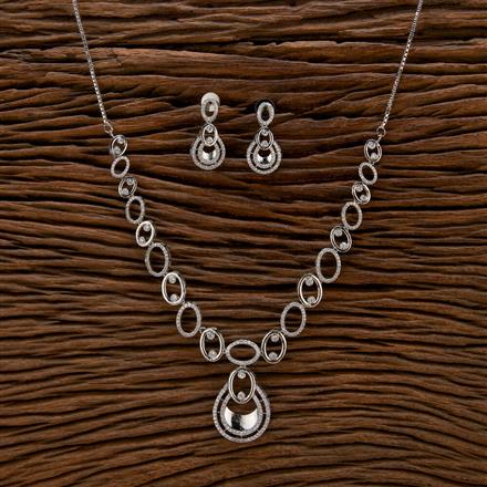 Cubic Zirconia Classic Necklace With 2 Tone Rhodium Plating