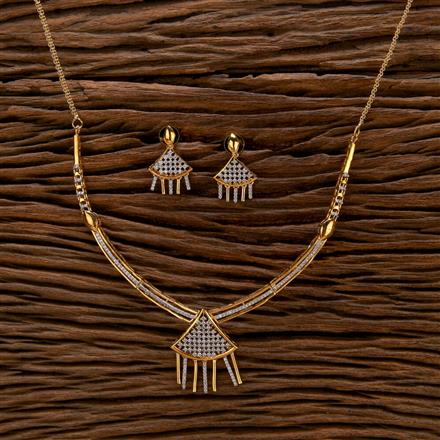 Cubic Zirconia Classic Necklace With 2 Tone Rhodium Plating