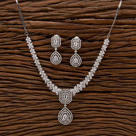 Cubic Zirconia Classic Necklace With 2 Tone Rhodium Plating