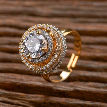 Cubic Zirconia Classic Ring With 2 Tone Plating