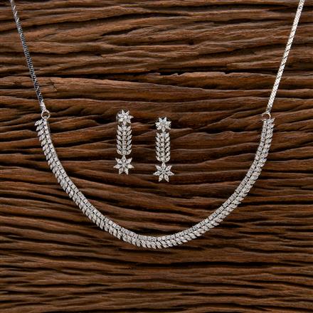 Cubic Zirconia Classic Necklace With 2 Tone Rhodium Black Plating