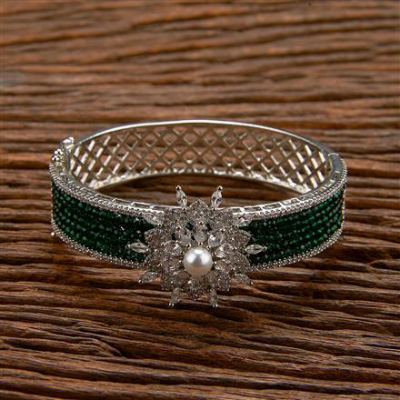 Cubic Zirconia Classic Kada With Rhodium Plating
