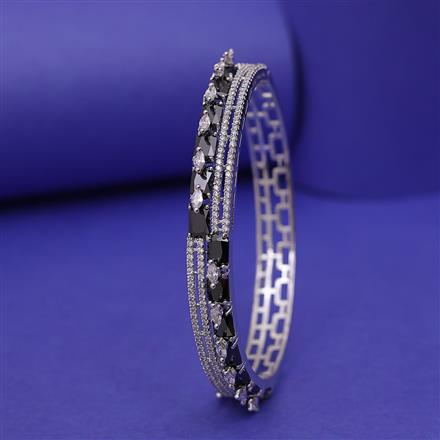 Cubic Zirconia Classic Kada With Rhodium Plating