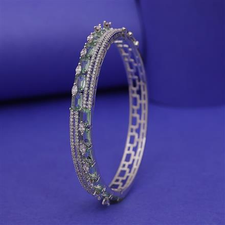 Cubic Zirconia Classic Kada With Rhodium Plating