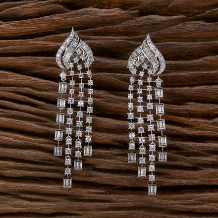 Cubic Zirconia Classic Earring With 2 Tone Rhodium Plating