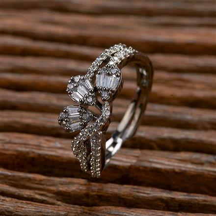 Cubic Zirconia Classic Ring With 2 Tone Rhodium Black Plating