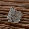 Cubic Zirconia Adjustable Ring With 2 Tone Rhodium Plating