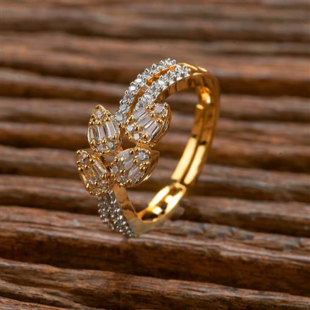 Cubic Zirconia Classic Ring With 2 Tone Rhodium Black Plating