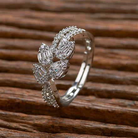 Cubic Zirconia Classic Ring With 2 Tone Rhodium Black Plating