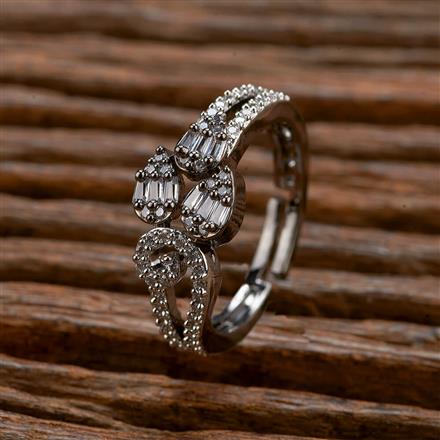 Cubic Zirconia Classic Ring With 2 Tone Rhodium Black Plating