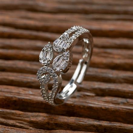 Cubic Zirconia Classic Ring With 2 Tone Rhodium Black Plating