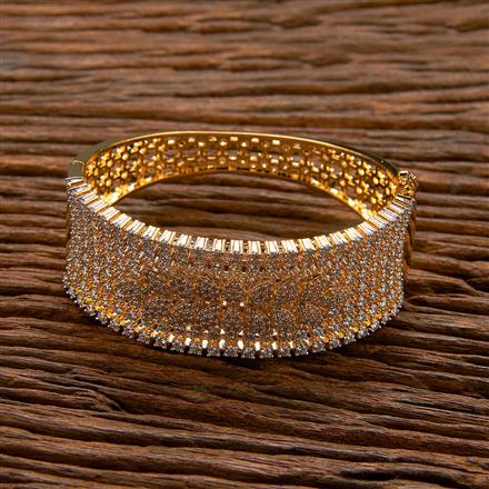 Cubic Zirconia Broad Kada With 2 Tone Rhodium Plating