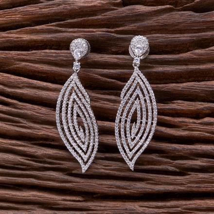 Cz Classic Earring With 2 Tone Rhodium Plating
