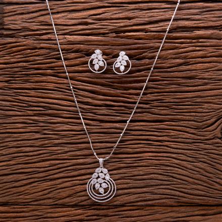 Cz Classic Pendant Set With Rhodium Plating