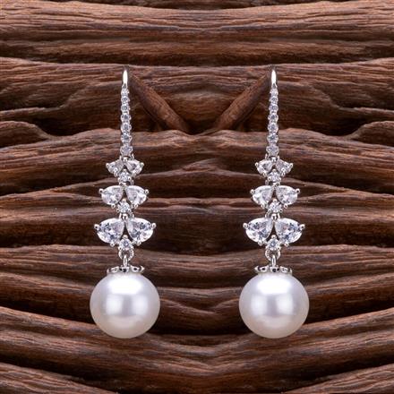 Cz Moti Earring With 2 Tone Rhodium Plating