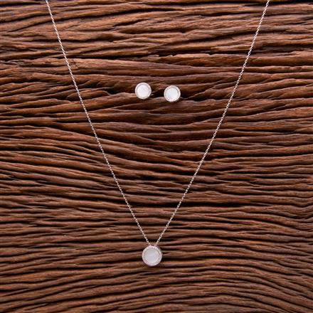 Cz Mother Of Pearl Pendant Set With 2 Tone Rhodium Plating