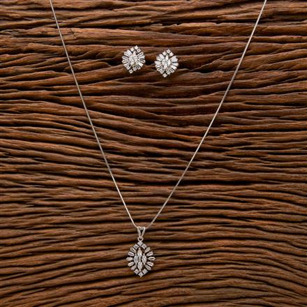 Cz Classic Pendant Set With Rhodium Plating