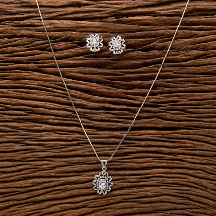 Cz Classic Pendant Set With Rhodium Plating