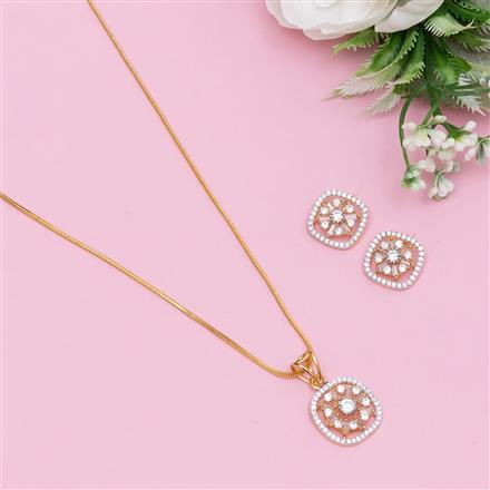 Cz Classic Pendant Set With 2 Tone Plating