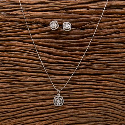 Cz Classic Pendant Set With Rhodium Plating