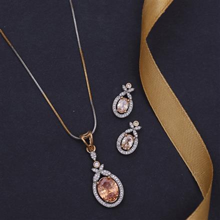 Cz Classic Pendant Set With 2 Tone Plating