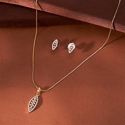 Cubic Zirconia Classic Pendant Set With 2 Tone Plating