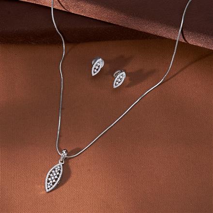Cubic Zirconia Classic Pendant Set With Rhodium Plating