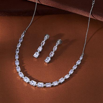 Cubic Zirconia Classic Necklace With Rhodium Plating