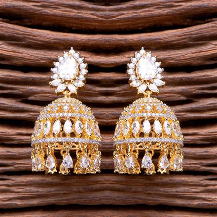Cubic Zirconia Classic Jhumki With 2 Tone Rhodium Plating