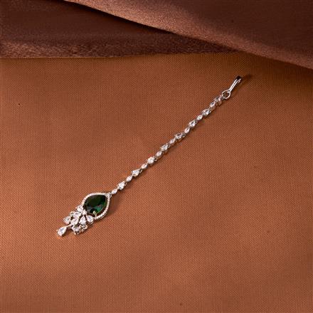 Cubic Zirconia Delicate Tikka With Rhodium Plating